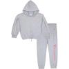Champion Girls Hoodie and Sweatpant Set for Kids Athletic Fleece Sweatsuit(Grey Heather)
