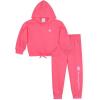 Champion Girls Hoodie and Sweatpant Set for Kids Athletic Fleece Sweatsuit(Hot Pink)