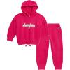 Champion Girls Hoodie and Sweatpant Set for Kids Athletic Fleece Sweatsuit(Magenta)