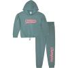 Champion Girls Hoodie and Sweatpant Set for Kids Athletic Fleece Sweatsuit(Mineral Blue)