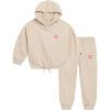 Champion Girls Hoodie and Sweatpant Set for Kids Athletic Fleece Sweatsuit(Oatmeal)