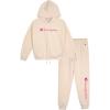 Champion Girls Hoodie and Sweatpant Set for Kids Athletic Fleece Sweatsuit(Oatmeal Heahter)