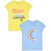Champion Girls Tee Shirt for Kids Short Sleeve T-Shirt Girls Tops(Dutch Blue-limelight)
