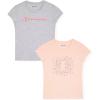 Champion Girls Tee Shirt for Kids Short Sleeve T-Shirt Girls Tops(Pink Mist-grey Heather)