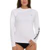 Champion Rash Guard for Women, Womens Rash Guard Long Sleeve Shirts, Rashguard Swim Shirt Women UPF 50+ SPF & UV Protection(White)