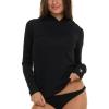 Champion Rash Guard for Women with Hood, Long Sleeve Hoodie Swim Shirts for Women, Quick Dry UPF 50+ SPF Sun & UV Protection(Black)