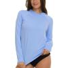 Champion Rash Guard for Women with Hood, Long Sleeve Hoodie Swim Shirts for Women, Quick Dry UPF 50+ SPF Sun & UV Protection(Light Blue)