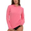 Champion Rash Guard for Women with Hood, Long Sleeve Hoodie Swim Shirts for Women, Quick Dry UPF 50+ SPF Sun & UV Protection(Pink)