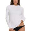 Champion Rash Guard for Women with Hood, Long Sleeve Hoodie Swim Shirts for Women, Quick Dry UPF 50+ SPF Sun & UV Protection(White)