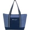 Champion Varsity Tote Bag with Zip Closure and Interior Mesh Pockets for Work, Travel, Daily Use, Our Favorite Fuchsia(Seven Seas Blue/Navy)