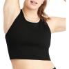 Champion Women’s Crop Top, Soft Touch, Moisture Wicking, Ribbed Cropped Top for Women(Black)