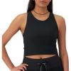 Champion Women’s Crop Top, Soft Touch, Moisture Wicking, Ribbed Cropped Top for Women(Black Ribbed)