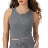 Champion Women’s Crop Top, Soft Touch, Moisture Wicking, Ribbed Cropped Top for Women(Ebony Heather Ribbed)