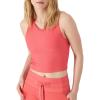 Champion Women’s Crop Top, Soft Touch, Moisture Wicking, Ribbed Cropped Top for Women(High Tide Coral Ribbed)