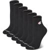 Champion Women’s Cushioned Quarter Socks (6-Pack)(Black – Toe Logo)