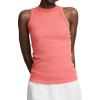 Champion Women’s Ribbed Tank Top, High Neck, C Logo(Ripe Papaya Red)