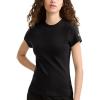 Champion Women’s Slim Ribbed Tee, Iconic C Patch(Black)