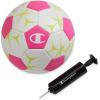 Champion Youth & Adult Soccer Ball – Paneled Design, Enhanced Control, Durable Cover & Butyl Bladder, for Indoor & Outdoor Training, Sizes 3, 4, 5, Includes 6″ Pump(White/Optic Pink/Evening Primrose)