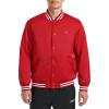 Champion mens Logo Striped-trim Varsity Jacket(Chili Pepper)
