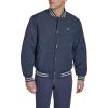 Champion mens Logo Striped-trim Varsity Jacket(Peacoat Matte Filled)