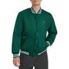 Champion mens Logo Striped-trim Varsity Jacket(Rain Forest)
