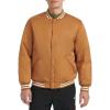 Champion mens Logo Striped-trim Varsity Jacket(Tobacco)
