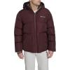 Champion mens Quilted Full-zip Hooded Puffer Jacket(Wine Patch Pocket)