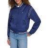 Champion womens Cropped Varsity Bomber Jacket(Medieval Blue)