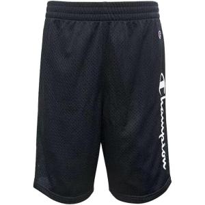 Champion Boys Shorts Athletic Mesh Basketball Shorts for Boys(Black/White Script)