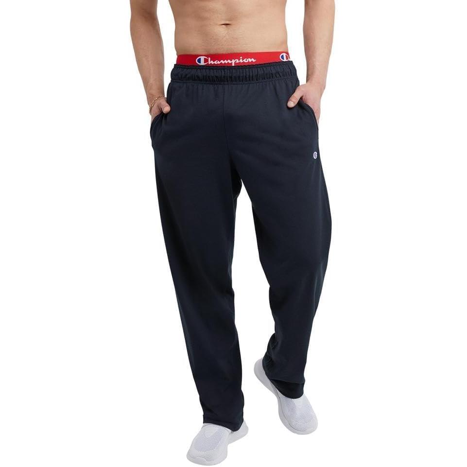 imageChampion Mens Lightweight Openhem Lounge Pants Reg Or Big ampamp TallNavy  C Patch Logo