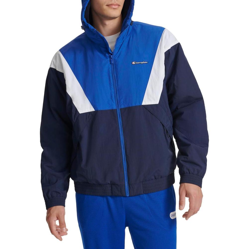 imageChampion mens Color Block Lined Windbreaker With HoodRoyal Blue Combo