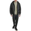 Champion mens Hooded Varsity Bomber Jacket With Quilted Lining(Black)