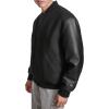 Champion mens Letterman Varsity Bomber Jacket With Faux Leather Sleeves(Black)