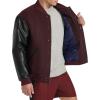 Champion mens Letterman Varsity Bomber Jacket With Faux Leather Sleeves(Burgundy/Black)