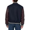 Champion mens Letterman Varsity Bomber Jacket With Faux Leather Sleeves(Navy / Burgundy)