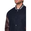 Champion mens Letterman Varsity Bomber Jacket With Faux Leather Sleeves(Navy / Burgundy)