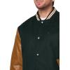 Champion mens Letterman Varsity Bomber Jacket With Faux Leather Sleeves(Rainforest / Tobacco)