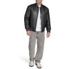Champion mens Letterman Varsity Bomber Jacket With Patches(Black Faux Leather)