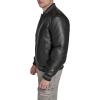 Champion mens Letterman Varsity Bomber Jacket With Patches(Black Faux Leather)