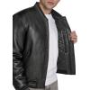 Champion mens Letterman Varsity Bomber Jacket With Patches(Black Faux Leather)