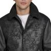 Champion mens Letterman Varsity Bomber Jacket With Patches(Black Faux Shearling)
