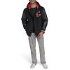 Champion mens Letterman Varsity Bomber Jacket With Patches(Black/Red With Hood)