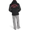 Champion mens Letterman Varsity Bomber Jacket With Patches(Black/Red With Hood)