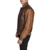 Champion mens Letterman Varsity Bomber Jacket With Patches(Brown Faux Leather)