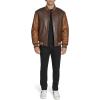 Champion mens Letterman Varsity Bomber Jacket With Patches(Brown Faux Leather)