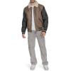 Champion mens Letterman Varsity Bomber Jacket With Patches(Brown Faux Shearling)
