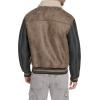 Champion mens Letterman Varsity Bomber Jacket With Patches(Brown Faux Shearling)