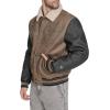 Champion mens Letterman Varsity Bomber Jacket With Patches(Brown Faux Shearling)