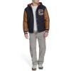 Champion mens Letterman Varsity Bomber Jacket With Patches(Navy/Mustard With Hood)