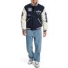 Champion mens Letterman Varsity Bomber Jacket With Patches(Navy/White)